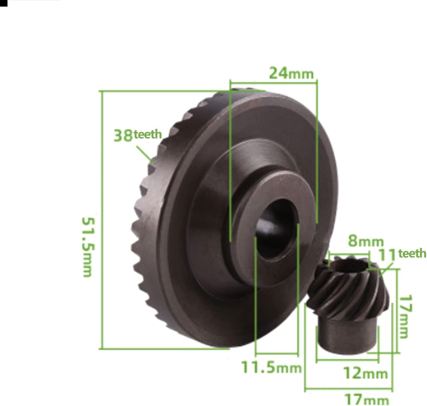 GRESIK Step Miter 1 Set Metal Spiral Teeth Bevel Gear 11 Teeth 38 Teeth Bevel Gear Angle Grinder Repairing Part spur Bevel