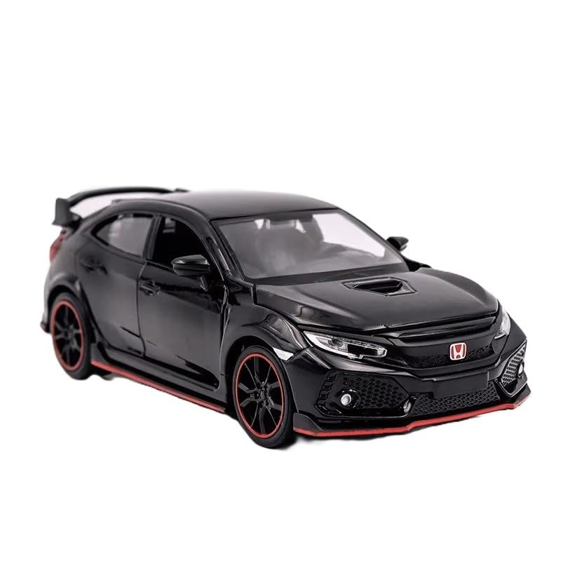 CROPDAK 🏎️ Scale Exclusive Alloy Metal Pull Back Die-cast Car Model with Sound Light Mini Auto Toy for Kids Metal Model Toy Car with Sound and Light (1.32 Scale HON-DA Civic-Black) 2