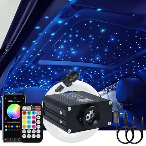Image of AKEPO Small Size 16W Twinkle APP Fiber Optic Lights, Music Activated 9.8ft /3m*500pcs*0.03in /0.75mm Optical Fiber RGBW Starlight Headliner Kit for Car Truck Star /Home Ceiling
