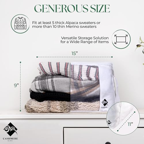 Cashmere Sweater Storage Bags | with Moth Protection Cedar | Breathable & Washable Cotton Bag | Suitable For Sweaters, Merino Wool, Scarves and more - Image 5