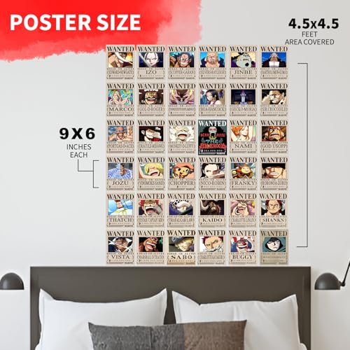 Image of VEENSHI Paper Set Of 36 One Piece Bounty Poster | Anime Wall Poster Of One Piece | Poster Of Anime | Onepiece Room Posters | 300 GSM | 9X6 Inch