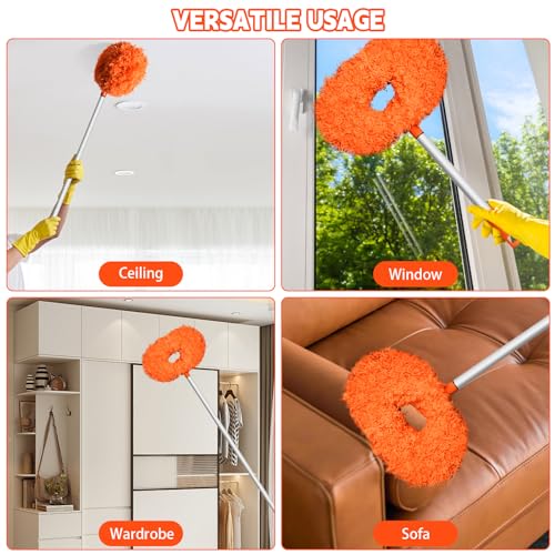 Image of Eunice Ceiling Fan Cleaner Duster with Extension Pole, Orange 4.2FT