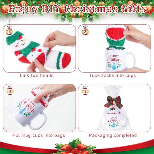 Baderke 6 Set Christmas Mug Gift Set Include Christmas Coffee Mugs 12 oz Xmas Fuzzy Socks Gift Bags and Ribbons DIY Mug Ideas for Women Xmas Winter Birthday Gifts (non-microwavable)(Classic) by Baderke - Image 6