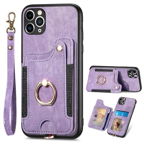 Coque antichoc iPhone 11 Pro avec rabat portefeuille 2 en 1 et emplacements pour cartes bleues