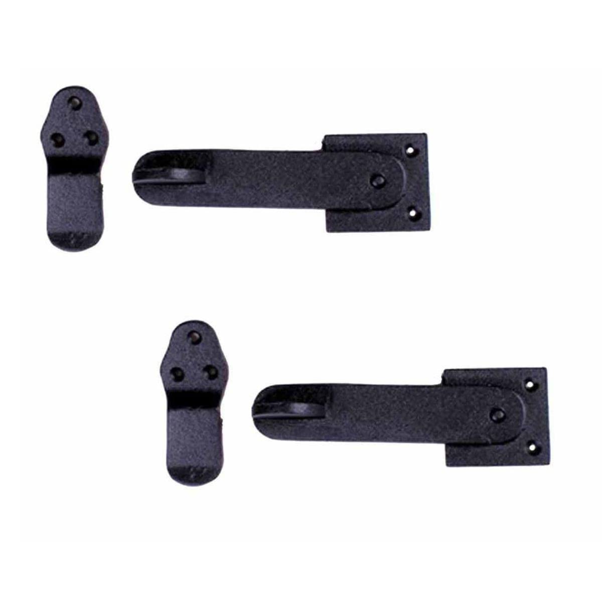 Renovators Supply Manufacturing Black Wrought Iron Flip Gate Latch 5.75 in Antique Barn Door Lock Pack of 2