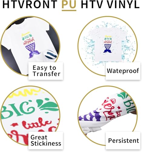 Image of HTVRONT Gold HTV Heat Transfer Vinyl Bundle: 24 Pack 12 inchx12 inch Iron on Vinyl Sheets for T-Shirt (1 PTFE Sheet Included), Gold PU HTV Vinyl Easy to Cut & Weed for Heat Design