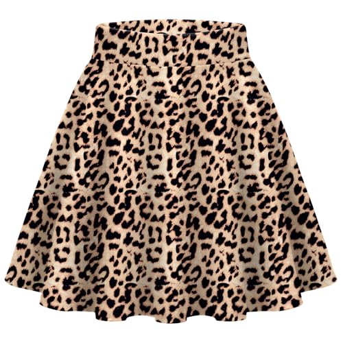 Zeagoo Women Mini Skirt Ladies' Elastic High Waist Flared A-Line Skirt Design Cute Casual Fashion for Party Concert and Dance Skirts Leopard Print