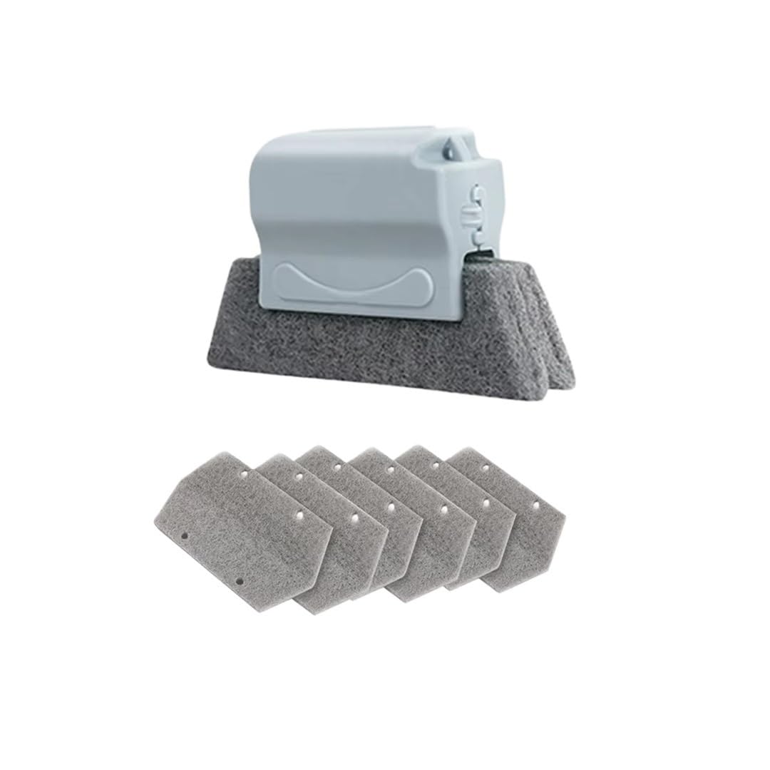Sunrrafck Gray(6 Cloths) 1Pc Window Groove Gap Cleaning Brush Set With Track Brushes Dust Scraper Replacement Cloths Reusable Home Tool(Gray(6 Cloths))