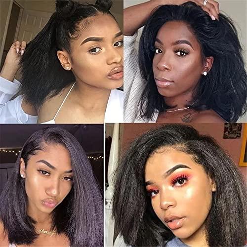 Alidiamond 16 Inch Kinky Straight Human Hair Wigs, 13X4, 180% Brazilian Remy Hair, Yaki Lace Front Wig For Women thumb #5