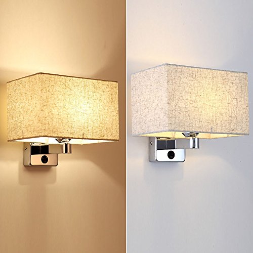 LHTCZZB Carré Tissu Abat Jour Applique Moderne Chaude Chambre Chevet Lampe Électrodéposée Corps Corps Applique Murale E27 - Image 6
