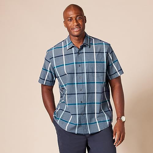 Image of Amazon Essentials Men's Regular-Fit Short-Sleeve Poplin Shirt, Collared, Washed