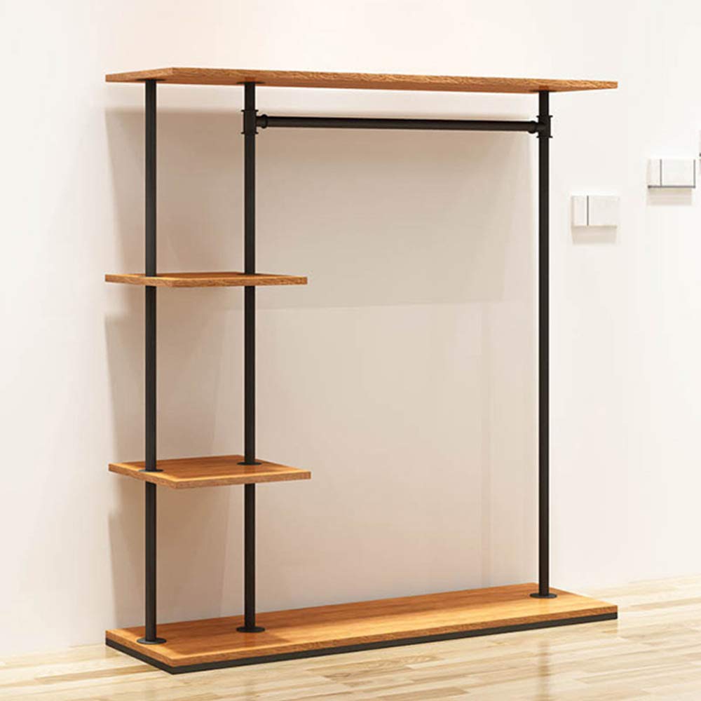 Heavy-Duty Clothes Rail Clothing Display Rack with Single Track and Four-Layer Storage Rack Storage Space Large Bearing Capacity