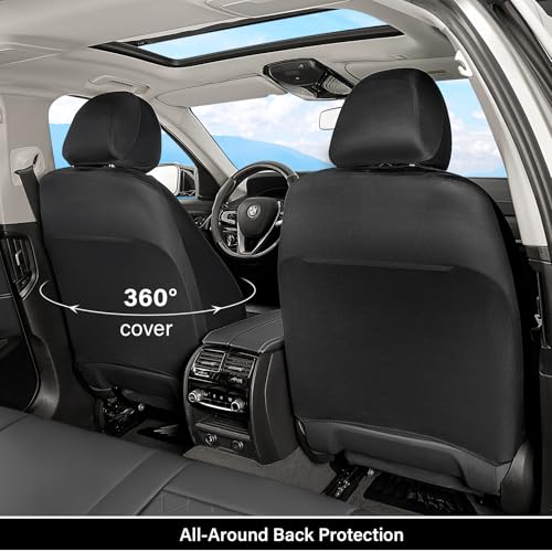 Image of Coverado Universal Leather Seat Covers Front Seats, Front Seat Covers for SUV, Pickup Truck, Sedan, Automotive Vehicle Interior, Waterproof and Durable All Weather Protector，Gray