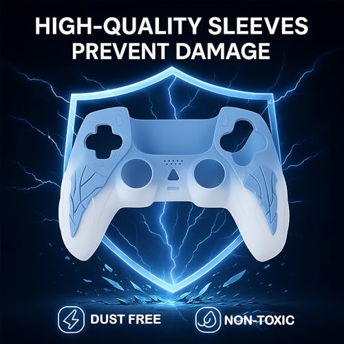 Image of DEADSKULL Thunder Edition Silicone Controller Sleeve, Anti-Slip Protective Cover Skin Compatible with PlayStation 5 Controller, Compatible with DualSense Wireless Controller (Blue & White)