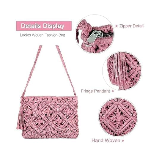 Image of Women's Handmade Macrame Crossbody Sling Bag Tote Bags Beautiful & Fancy Ladies Purse For Girls Women's Mobile Pouch Friends Gifts Birthday Marriage Party and Events,1- Piece