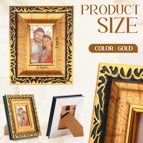 Image of 24 Pcs 2x3 Inch Small Gold Picture Frames Bulk Vintage