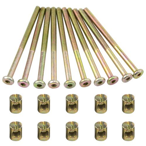 TOVOT 10 Set M6 x 90MM Crib Screws with Nuts Crib Bolts Replacement Socket Head Screws for Furniture Beds Chairs