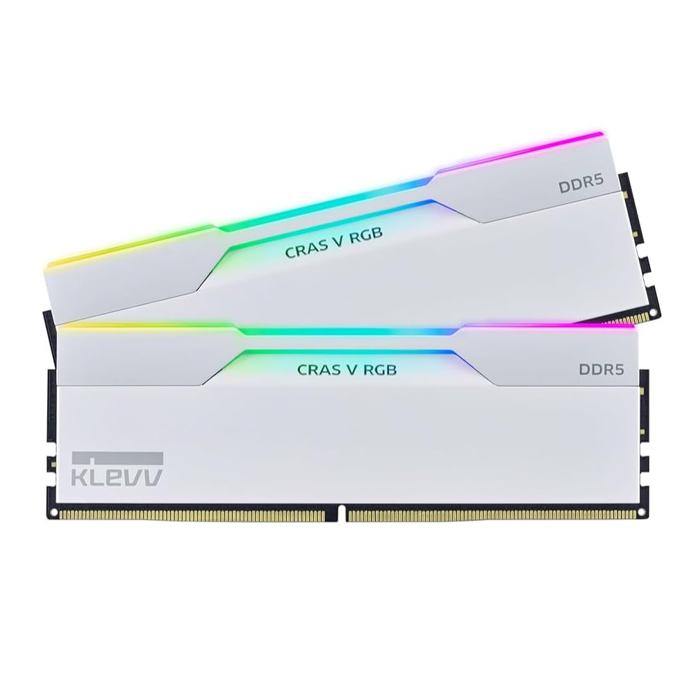 KLEVV CRAS V RGB DDR5 32GB (2x16GB) 6000MHz CL28 A-Die 1.35V Gaming Desktop Ram Memory XMP 3.0 / AMD Expo Ready - White