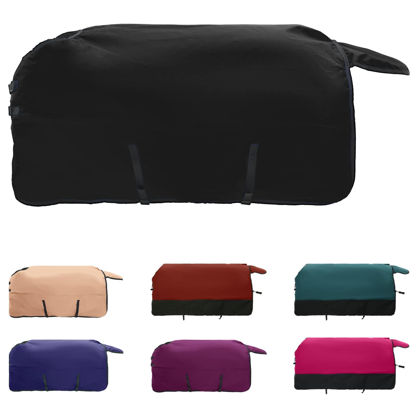 Gecheer Coperta Cavalli Impermeabile, Coperta Equestre Termica Poliestere 155 cm Regolabile per Protezione Scuderia e attività Equestri