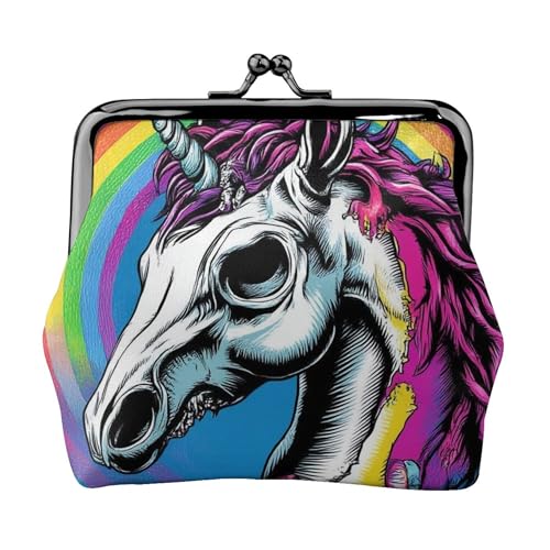 Coin Purse Vintage Pouch Buckle Clutch Bag Halloween rainbow Unicorns Zombie (1) Kiss-lock Change Purse Clasp Closure Wallets For Women