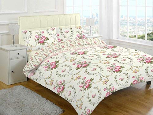 Voice7 New FLANNELETTE 3pc Sheets SET (Fitted sheet + Flat sheet + Pair of Pillowcases) ~ 100% BRUSHED COTTON ~ XMAS GIFT IDEA ~ single, double & king ~ UK SIZES (SINGLE, OLIVIA- Pink)