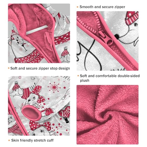 OTVEE Christmas Cute Dogs Bears Kids Hoodie Jacket Fall Spring Full Zip Warm Outwear Coat3