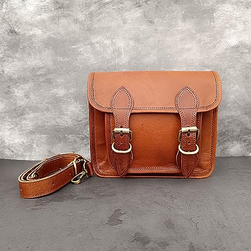 Handcrafted Vintage Leather Crossbody Sling Bag Men Woemn Purse Wallet Satchel Handbag Messenger Bags, 9 Inch Mini2