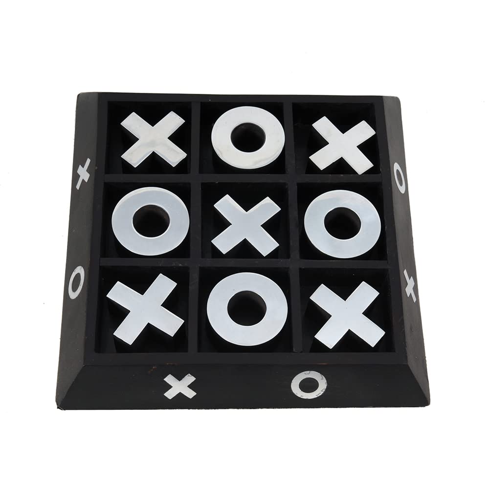 Old Modern Handicrafts Gioco X-O in legno/alluminio - Set Tic-Tac-Toe - Una graziosa aggiunta all'arredamento della tua casa - 11,3 L x 11,3 L x 2,5 A pollici