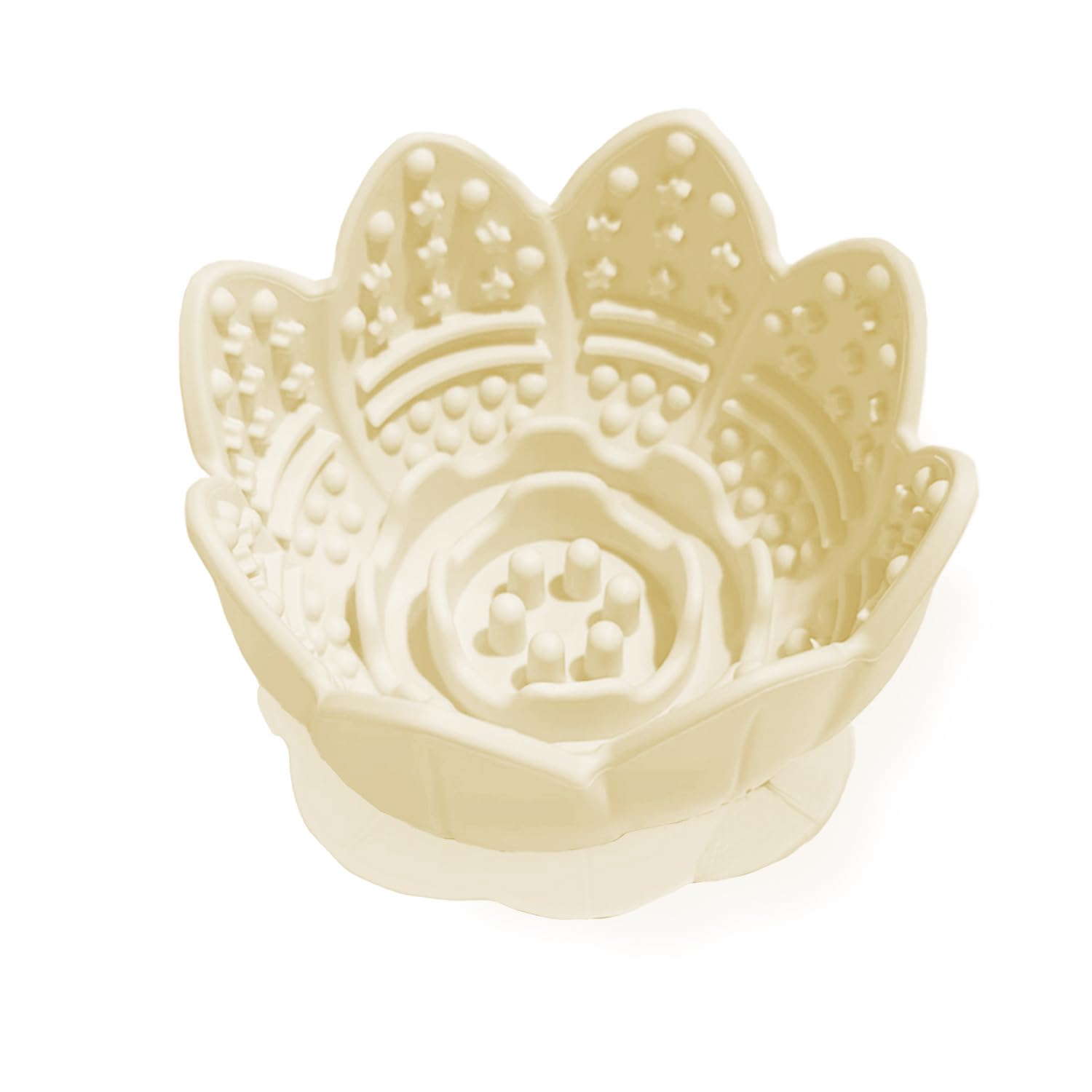 Dog Lick Bowl Pet Slow Feeder Bowl, Interactive Pet Food Bowl, Anti-Choking Design, Non-Slip Base (Beige, Small)