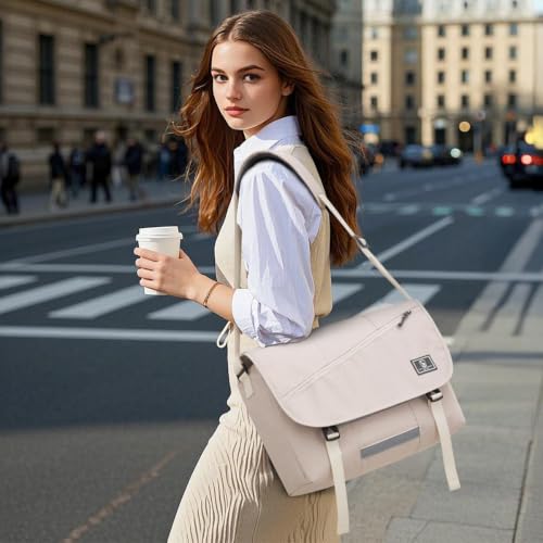 Image of OIWAS Messenger Bag for Women 15.6 Inch Laptop Crossbody Bag for Men, White