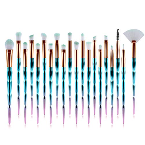 Eye Brush Set, 20 pcs Unicorn Eyeshadow Eyeliner Blending Crease Kit Makeup Brushes Make Up Foundation Eyebrow Eyeliner Blush Cosmetic Concealer Brushes (Light Blue)
