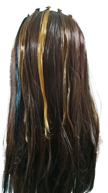 Image of Trendsetter pack of 3 Kids Hair Clip in brown Color Hair Extension with Tinsel False Nylon Wig Braids Extensions Hair Styling Accessories for Baby Girls Adult Brown (Style 3)