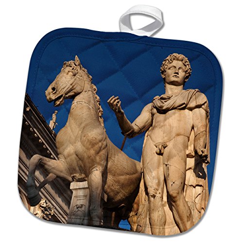 3dRose Dioscuri Castor Statue, Capitoline Hill, Rome, Italy Potholder, 8 x 8