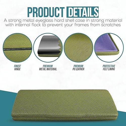 Image of Metal Hard Shell Glasses Case - Lightweight Glasses Case Unisex Eye Glass Case 2 Pack For Travel, Study, Work