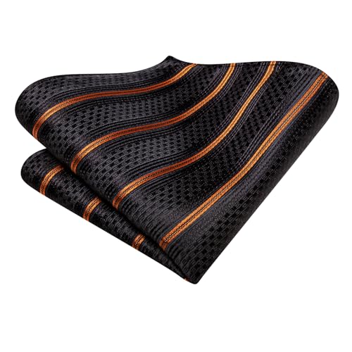 Image of Hi-Tie Silk Ties for Men Plaid Paisley Striped Necktie Pocket Square Cufflinks Set Formal Business