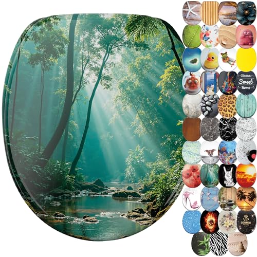 Sanilo Toilettendeckel mit Absenkautomatik, hochwertiger WC Sitz, einfache Montage, stabile Scharniere (Rainforest)