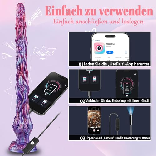 50cm Extra Lang Tentakel Anal Dildo mit Saugnapf & Endoskopfunktion Fantasie Silikon Monster Dildos Realistisch Analdildo G-Punkt Prostata Stimulation Sexspielzeug Analplug für Männer Frauen Anfänger