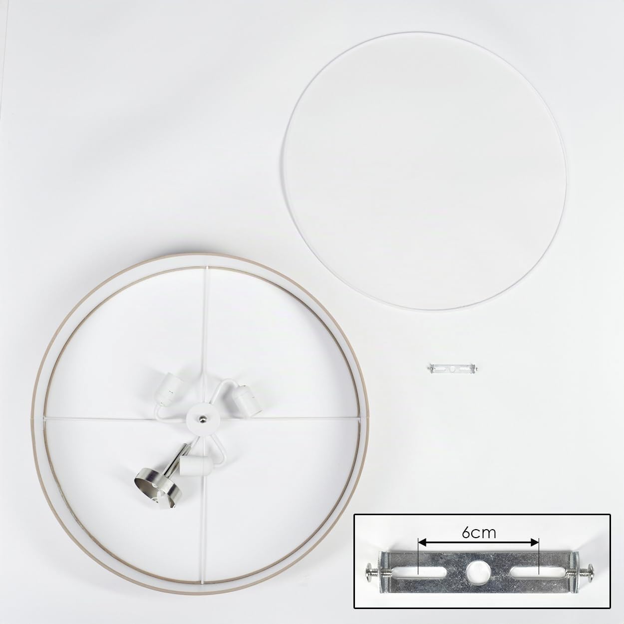 Lampada da soffitto HOFSTEIN Foggia, lampada in metallo/tessuto/plastica nichel opaco/beige/bianco, rotonda stile boho (Ø 60 cm), E27, sala pranzo, soggiorno, camera letto, cucina, corridoio
