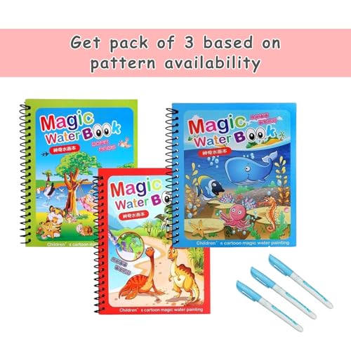 Image of Sakuya Magic Water Coloring Book |Mess-Free Colouring Book|Reusable Notepad with Magical Pen| Educational Doodle Book for Kids, Return Gifts for Birthdays, Kids, Boys, Girls- (Pack of 3)