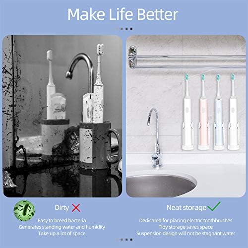 Irich 4 Pcs Electric Tooth Brush Holder, Wall Mounted Tooth Brush Organizer Detachable Self Adhesive for Washroom Bathroom Kitchen