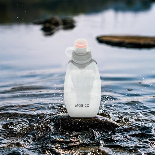 MOBICO Trinkflasche zum Joggen, Laufen, Laufflasche für Outdoor Sport, Jogging, Wandern, Fitness, Wasserflasche mit Klipp zum Einhängen 250ml Bottle (CLEAR)