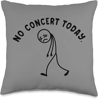 Funny No Concert Today Sad Stickman Music Festival Lover Throw Pillow