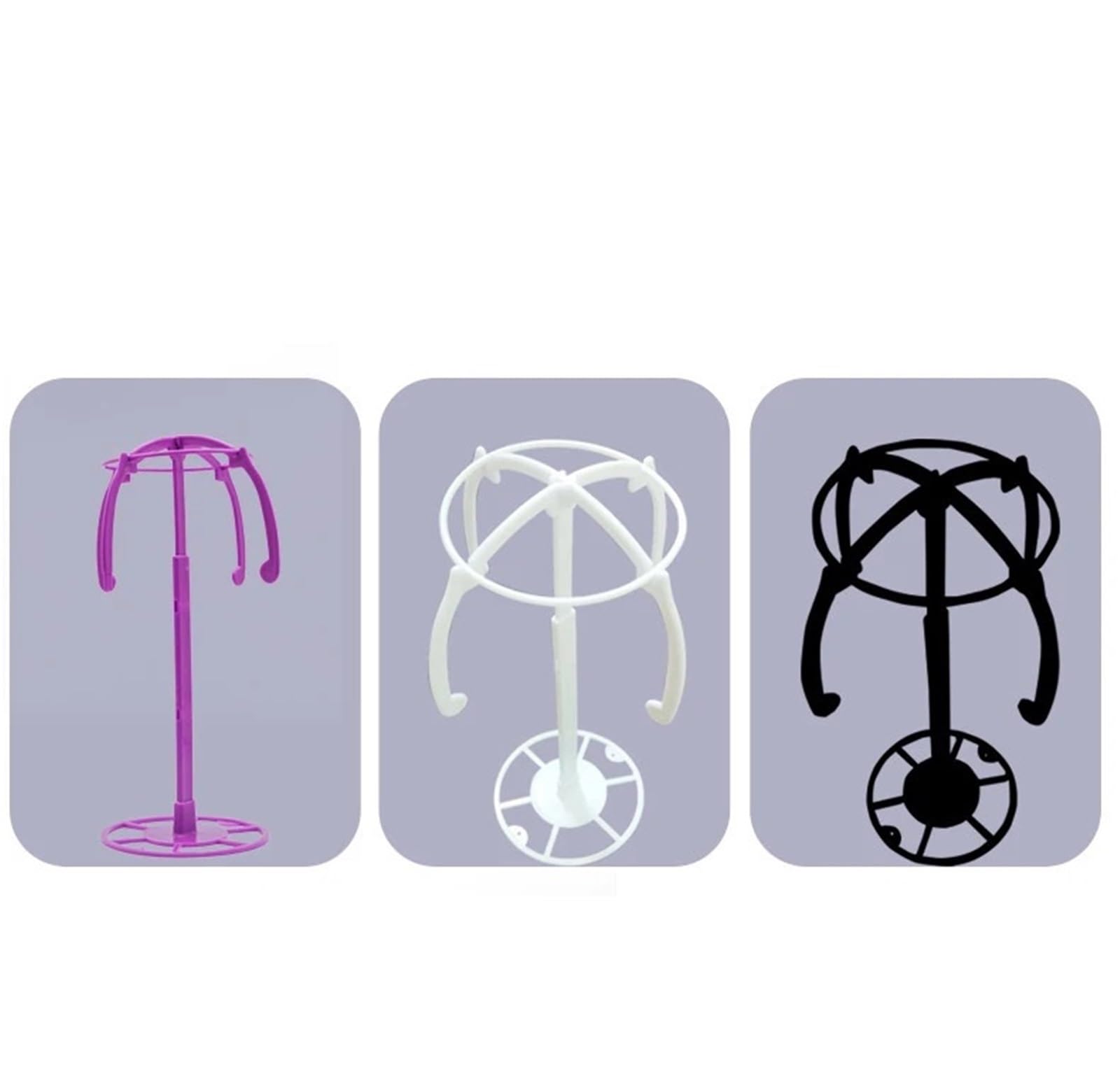 Soporte para Pelucas Soporte for Pelucas Ajustable Multifuncional, Soporte for Cabeza de Peluca Plegable portátil, Herramientas estables de plástico, 3 uds. para Pelucas(Pink)