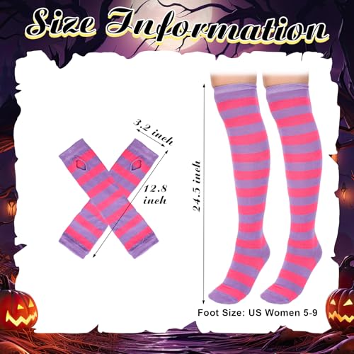 Geyoga Arm Warmers Leg Warmers Striped Thigh High Socks Fingerless Gloves Stockings Christmas Halloween3