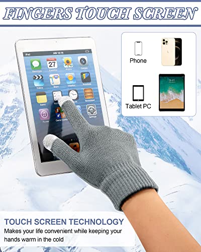 3 Pieces Winter Knit Hat Neck Warmer Scarf and Touch Screen Gloves Set Warm Thick Lined Beanie Skull Cap for Unisex Adult Men Women4