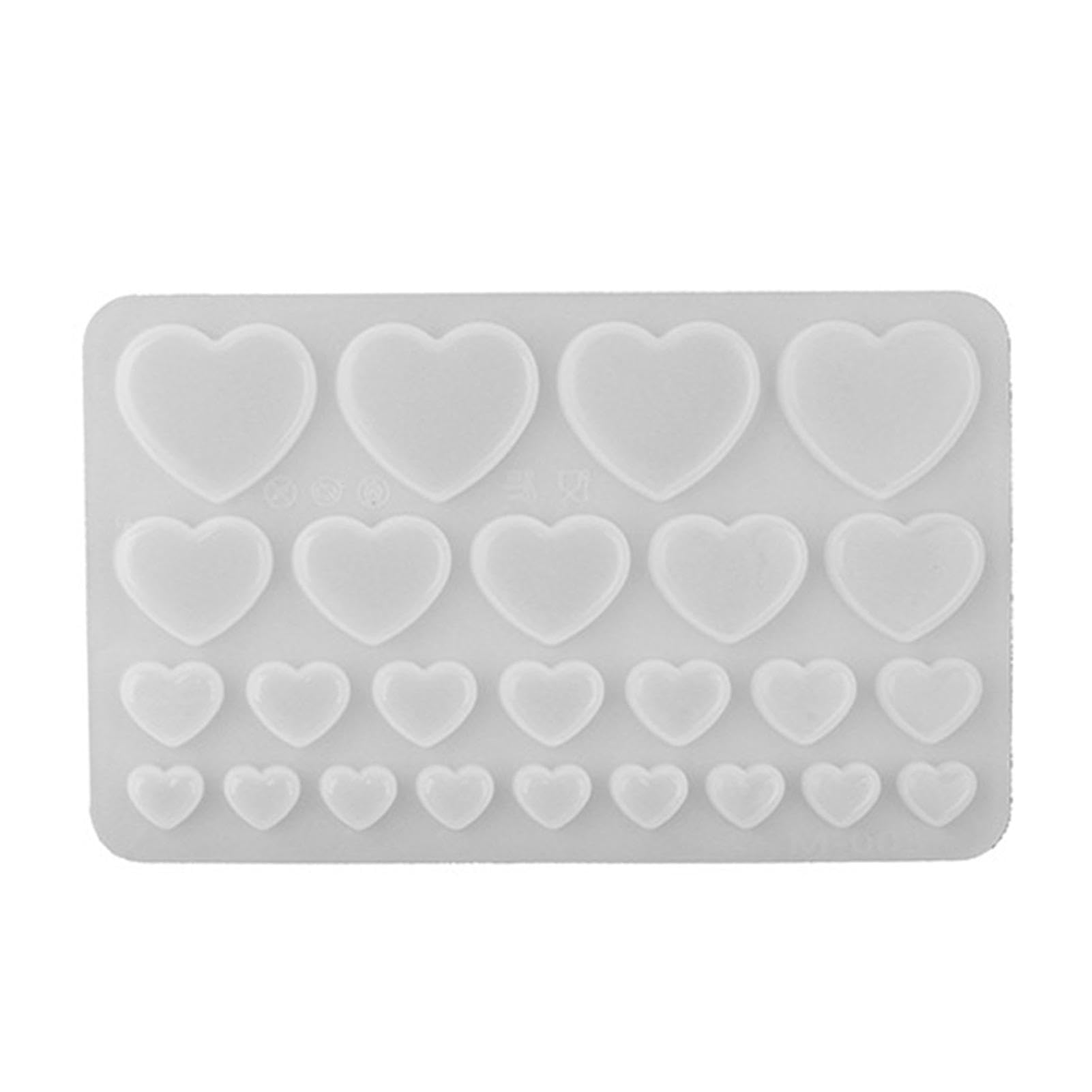 FacynMoule En Résine Coeur - 25 Moules En Résine En Cœur En Grille - Moules En Silicone Coeur Moule Résine, Moule époxy Pour La Fabrication Bijoux Boucles