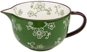 Ceramic Bowl Stiff Mixing Bowl Kitchen Non-slip Mixing Bowl Kitchen Slip Mixing Bowl Salad Egg Batter Baking Food Prep Ceramic Bowl for Mixing Ingredients Small, Green Glaze