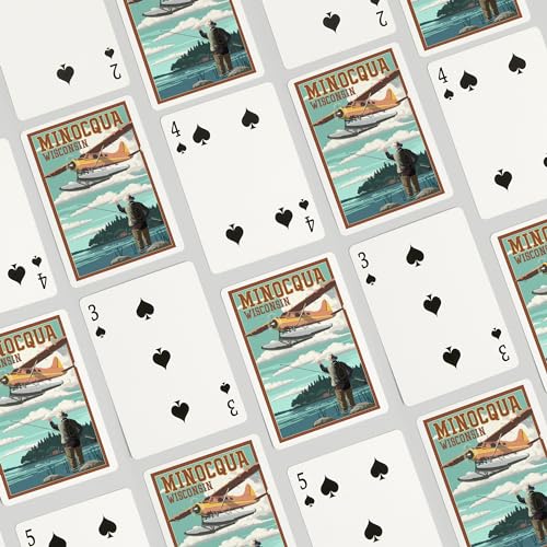 Lantern Press Minocqua Wisconsin Baraja Poker 52 Cartas miniatura 4