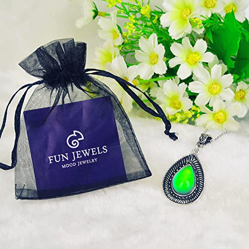 Vintage Multi Color Change Teardrop Stone Pendant Mood Necklace 18" Chain+2" extender For Women4