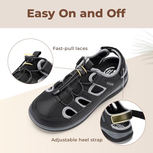 Image of FitVille Womens Wide Orthopedic Sandals, Lightweight Flat Sandals for Women with Arch Support, Adjustable Strap for Swollen Feet|Plantar Fasciitis